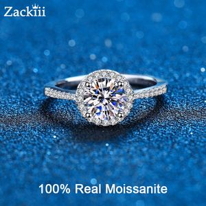 Fedi nuziali 053CT Anello Diamond Halo Anello di fidanzamento Anello in argento sterling placcato rodio Promise Wedding Band per le donne 230313