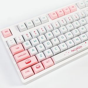 Macaron Cute KeyCaps XDA Profile PBT Dye-Sub Pink 135 Keys Cap för MX Switches Mechanical Gaming Keyboard Diy Custom