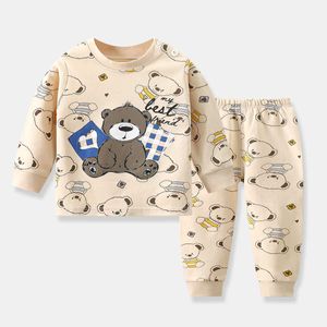 Giyim Setleri Çocuklar Set Erkek Pijama Pamuk Bebek Çocuk Sonbahar Giysileri Pantolon Ev Bebek Yenidoğan Kıyafetleri L230314