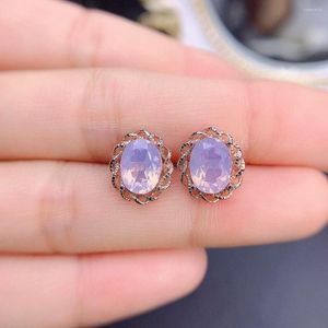 Stud Earrings Natural Lavender Amethyst Female Crystal With Good Color And Inlaid Temperament