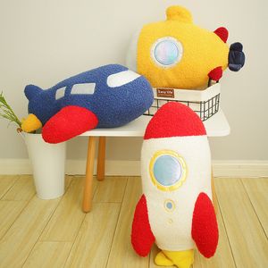 Simulering Submarine Rocket Airplane Plush Toys Kids Sleeping Back Cushion Mjuka flygplan fyllda kudddockor gåvor LA557