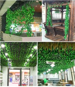 Decorative Flowers 24pcs/Lot 2.2m Artificial Fake Plants Green Ivy Leaves Grape Vine Greenery Garland Wedding Flower Home Decoration