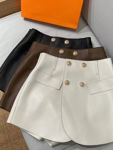 Damen-Shorts, Minirock, modisch, Frühling und Herbst, echtes Leder, Allmatch-Schärpen, breites Bein, kurze Damen, sexy 230314