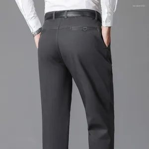 Calça masculina verão algodão fino de algodão de algodão grossa marca de moda carga inteligente casual sólido cáqui cinza terno calça gozbkf