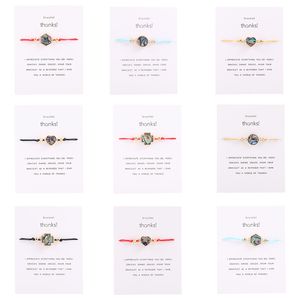 Urok bransoletki dla kobiet dzięki bransoletce karty Bohemian geometryczna miłość krzyżowa Abalone Shell DIY Bransoletka linowa