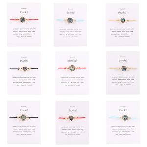 Charm Bracelets for Women Thanks Card Bracelet Bohemian Geometric Love Cross Abalone Shell DIY Braided Rope Bracelet