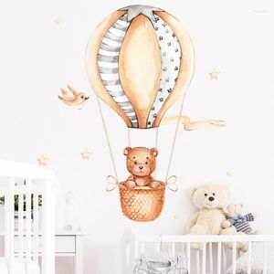 Wall Stickers Cartoon Air Balloon Bear For Kids Room Baby Nursery Decorative Children Decals Poster