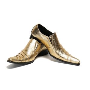 Dress Shoes Luxury Gold Party Leather For Men Fashion Wedding Prom Plus Size Oxfords Flats Male Club Formal