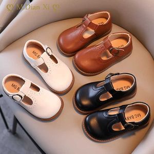 Flat Shoes Children British Style Three Colors Vintage 21-30 Little Girls Leather Shoes Academic Styleschool Kids Flats Girl P230314