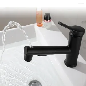 Bathroom Sink Faucets 304 Stainless Steel Black Drawing Basin Brushed And Cold Mixed Water Multifunctional Washbasin Upper Spray