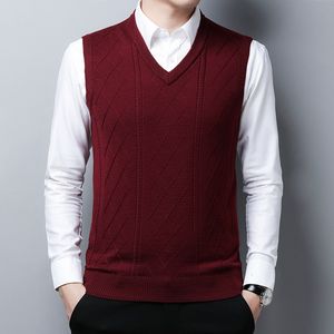 男性SベストTfetters Argyle Seater Vest Men Men Men Men秋Winter Solid Color v Neck Short Slim Fit Fashion Seveless Daily Mens Closes230313