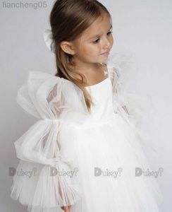 Girl's Dresses New Born Baby Girls Birthday Dress for Toddlers White Wedding Party Gown Baptism Ceremony Vestido for 3Y Infantil Clothing Kids W0314