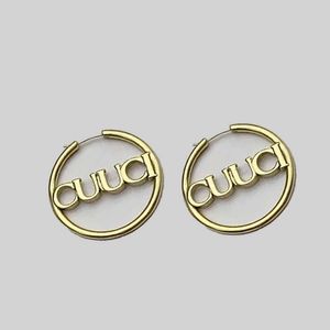 2023 Large hoop earrings brand designer classic 18K gold-plated brass material letter earrings pendant earring ladies fashion simple jewelry