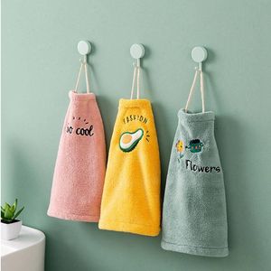 Towel Microfiber Absorben Thick Cartoon Hanging Hand Absorbent Embroidery Kitchen Bathroom Household Cute Rag