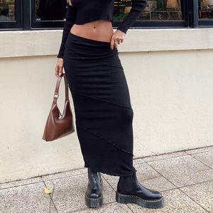 Saias 90s Vintage Black High Bodycon MAXI CHIC MULHERES Moda casual Slim Fit lápis Long Harajuku Streetwear 230314