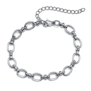 Bracelets de charme exclusivo bracelete de costura artesanal em aço inoxidável feminino delicado cadeia