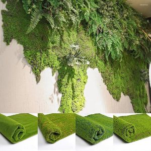 Flores decorativas verde 100 cm musgo falso relva artificial folha micro paisagem painel de parede decoração para casa decoração de casamento