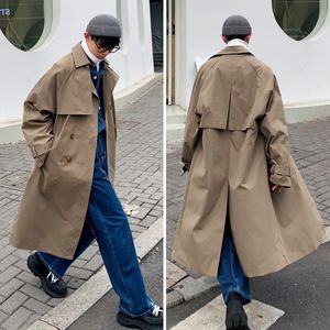 Kurtki męskie męskie okopy płaszcze Spring Men Długie streetwearne solidne luźne wiatrówki jesień plus rozmiar 5xl m 230313