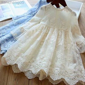 Flickans klänningar 2023 Girls Dress Brand New Baby Clothes Princess Lace Flower Birthday Dress Summer Barn Party Kids Dresses For Girls 3-8 YS W0314