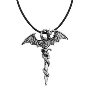 Vintage Punk Dragão Espada Pingente Neckalce Homens Cruz Caveira Asas Pingente Colar Legal Hip Hop Homens Jóias Charme Colar Acessório Preço de Atacado