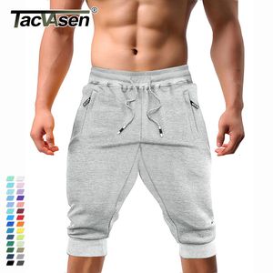 Shorts masculinos tacvasen shorts casuais 34 calças de corredor masculino respirável abaixo do joelho esportes ao ar livre shorts de ginástica com bolsos com zíper 230313