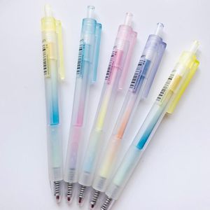 Gelpennor 2x Rainbow Soft Gradient Press Pen Rollerball Stationery 0,5 mm svart bläck