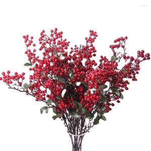 Decorative Flowers One Artificial Foam Berry Tree Branch Simulation Red Stem For Wedding Home Christmas Floral Decoration