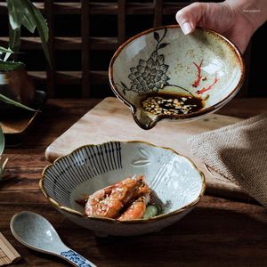 Bowls FANCITY Japanese Style Bowl Set Noodle Ceramic Pot Commercial Tableware Dipping Small Restaurant Eating