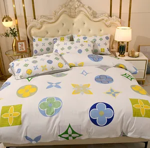 Quality Duvet Cover Fashion Brand Cotton Four-Piece Set Twill Cotton Bedding Standard plus-Sized without Heart