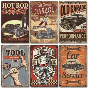 Vintage Retro Metal Classic Garage Poster Decorative Car Service Panels Tin Sign Wall Sticker Home Party Bar Garage Tool Shop Personalized Art Decor Size 30X20CM w01