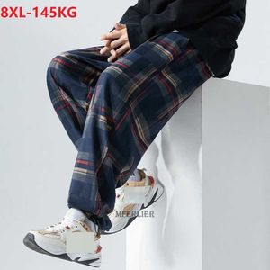 Męskie spodnie Summer Autumn Spring Men Pants Plaid Striped Plus Size 7xl 8xl High Street Hip Hop Elastyczność Mferlier Cool 230314