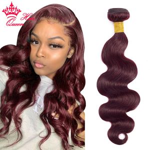 99J Bourgogne Color Body Wave Brasiliansk hårvävbuntar 100% Human Hair Red Wine Bourgogne Virgin Hair Queen Hair Official Store
