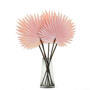 Decorative Flowers Artificial Tropical Palm Leaves Pink Coffee PU Sunflower Fan Fake Flower Wedding Birthday Party Home Table Decor Plant