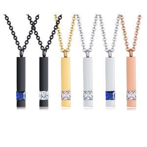 Crystals Stick Cremation Urn Pendant Necklace Ashes smycken Keepsakes rostfritt stål Funeral Cube Memorial Pet Ashes Necklace 20 tum välj färg