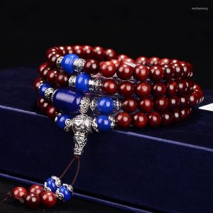 Strand Authentic Imańczycy Bracelety z czerwonego drzewa sandałowego 108 Buddy Kulki Ręcznie wypolerowane Naszyjnik o wysokiej gęstości oleju dla mężczyzn biżuteria