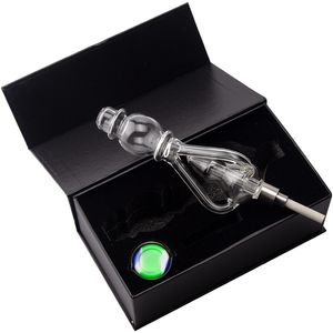 Chinafairprice CSYC NC060 Smoking Pipe Bubbler Bong Gift Box 510 Ceramic Quartz Nail Wax Dish Triple Recycle Airflow About 9.29 Inches Dab Rig Glass Water Pipes