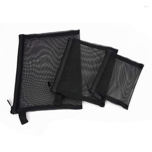 Kosmetiska väskor kf-zipper mesh paket med 3 (s/m/l) skönhetsmakeup tillbehör arrangör resor toalettartikat set förvaringspåse
