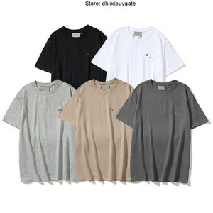 Camisetas masculinas Ess estampa estereoscópica camiseta de algodão shorts manga primavera outono respirável nova moda masculina básica tops streetwear camisetas