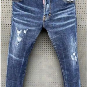 Men S dżinsy rozciągają chude dżinsowe podarte jakość klasyczna luksusowa marka Blue Pants Street Slim Fit Size 28 38 230313