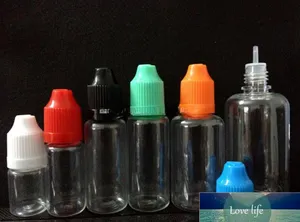 Liquid PET Dropper Bottle with Colorful Childproof Caps Long Thin Tips Clear Plastic Needle Bottles 5ml 10ml 15ml 20ml 30ml 50ml