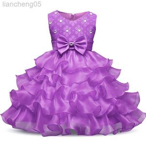 Flickans klänningar Flower Girl Dress Tutu Fluffy Baby Girls Dresses Vestidos Wedding Party Children Clothes Birthday Christmas Fancy Ball Gown W0314