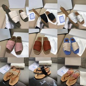 Damen-Segeltuch-Hausschuhe, luxuriöse flache Slides, Schuhe, Woody Mules, Damen- und Mädchen-Flip-Flops, Turnschuhe, Segeltuch-Streifenband, Abnutzungssandalen, Chaussures 35–45