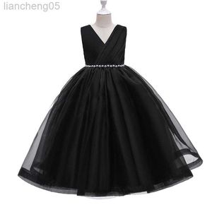 Girl's Dresses Kids Dresses Children Elegant Long Prom Tulle Gowns 2022 New Girl Princess Dress Teen Wedding Bridesmaid Come 3-12 Years W0314