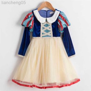 Flickans klänningar Hallowen Princess Dress for Girls Mesh Puff Full Sleeve Cosplay Come Children Carnival Party Dress Up Kids Cloth W0314