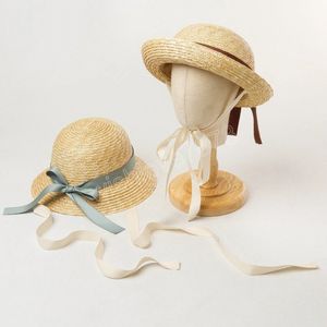 Straw Sun Hats For Kids Spring Summer UV Protection Boater Hat Children Summer Vacation Beach Bowknot Hat