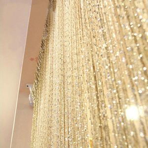 Perde kristal lüks 200x100 cm flaş çizgisi parlak püskül ipi kapı böceği ev dekorasyon perdeleri yatak odası için perdeler