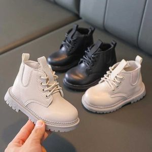 Flat shoes Kids Leather Chelsea Waterproof Children Sneakers Gray Black for Baby Girls Boots Boys Shoes School Party P230314
