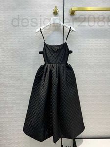 Abiti da passerella Designer Primavera Estate Marca Stesso stile Nero Senza maniche Impero Moda Donna Abbigliamento Cinturino per spaghetti Alta qualità ZD5U