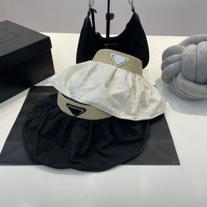 Chapéu de viseira de ajuste feminino, chapéu preto de designer de verão, lazer, protetor solar esportivo, cartolas vazias, palha de algodão, taxa de fluxo, tendência da moda, viseira de cabeça para mulheres