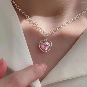 Anhänger Halsketten 90er Jahre Vintage Mode Punk Rosa Liebe Herz Kurz Für Frauen Goth Charm Choker Halskette Grunge Y2K Schmuck Geschenke